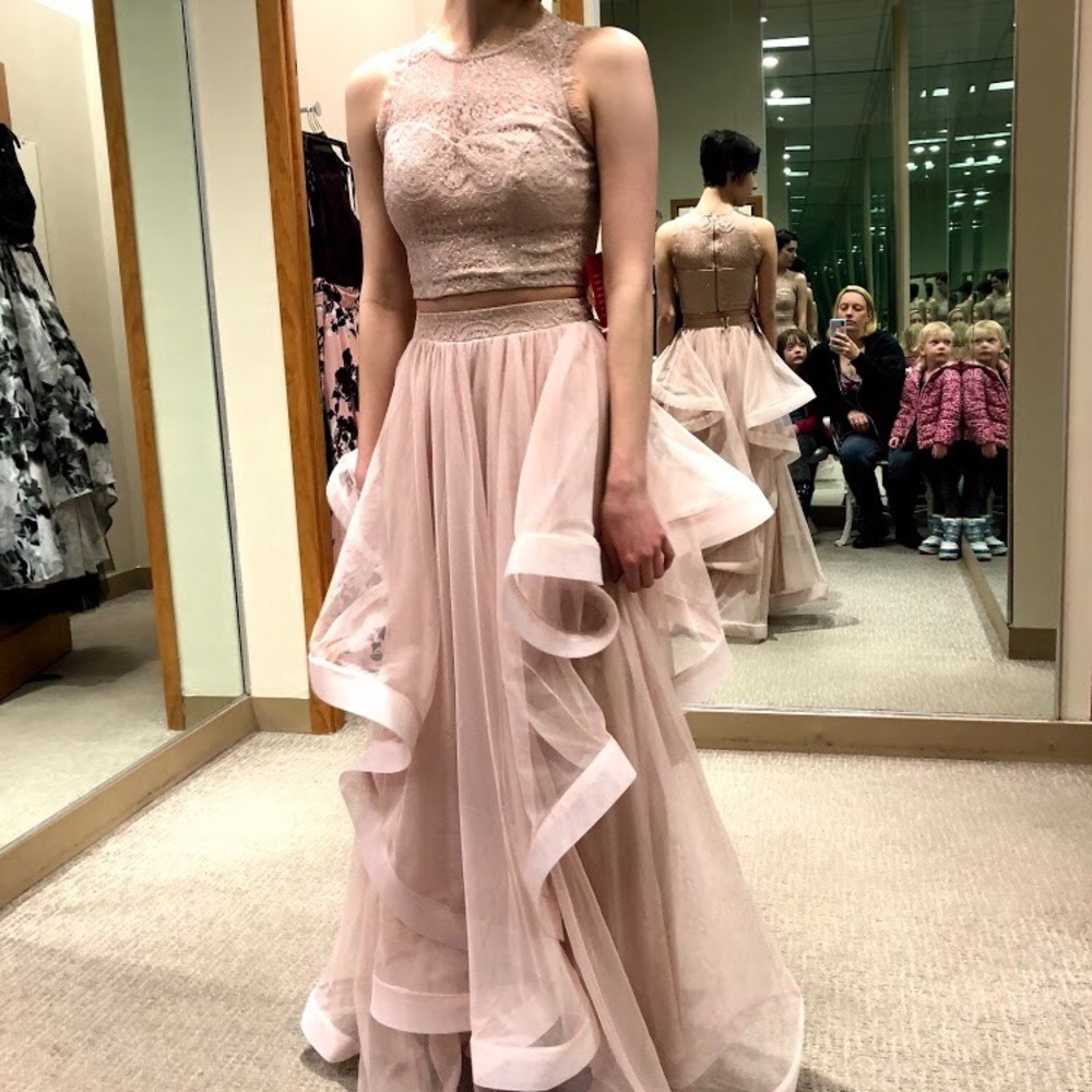 Pink Two Piece Prom Dress